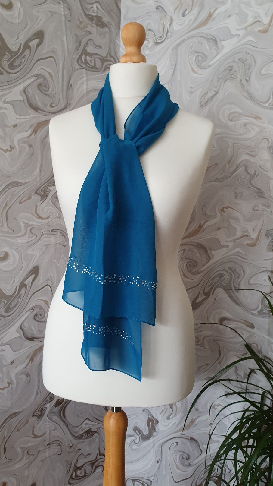Blue Chiffon Scarf