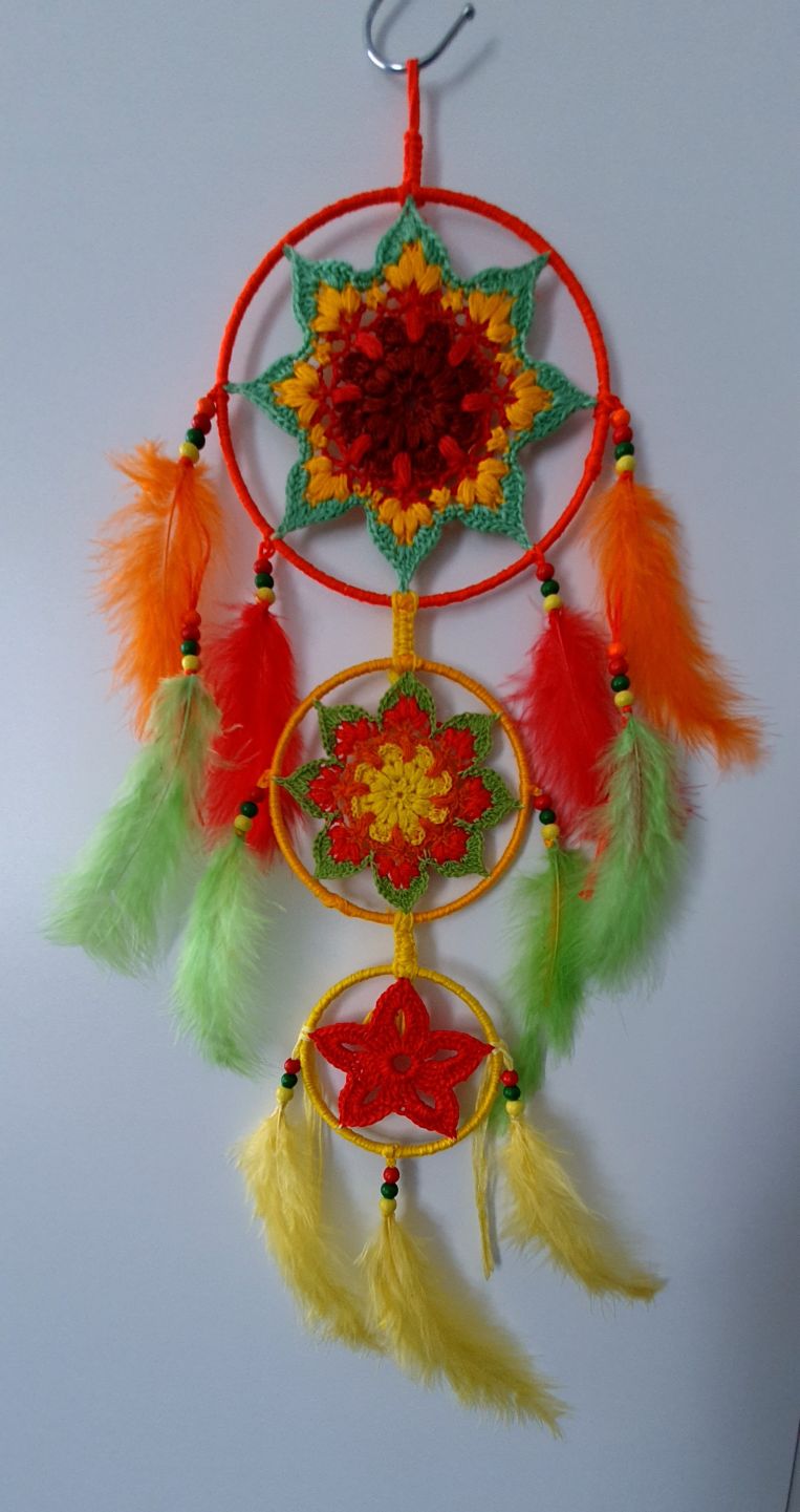Colorful dreamcatcher with feathers