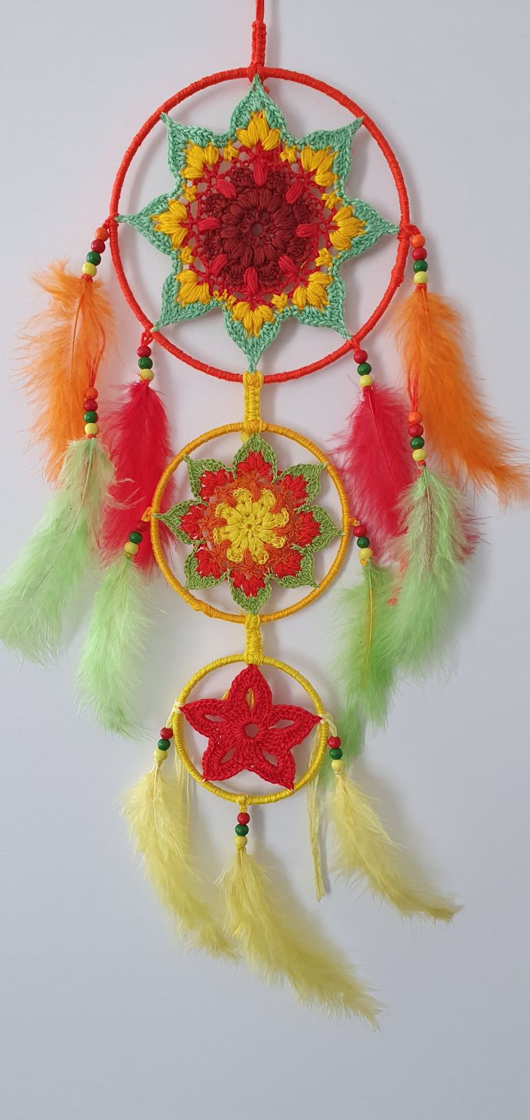 Colorful dreamcatcher with feathers