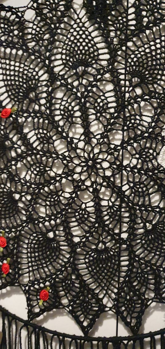 Black crochet lace large dreamcatcher