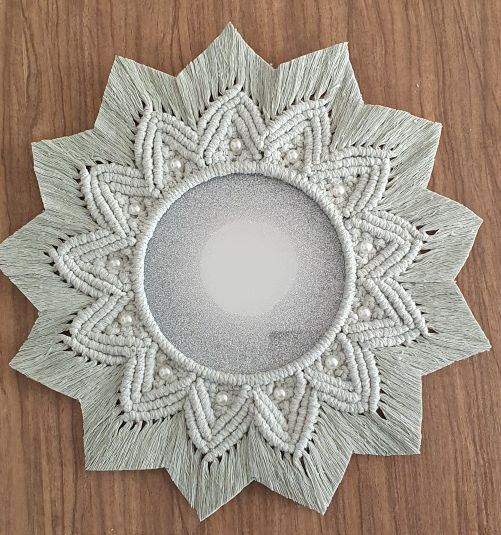 light green macrame mirror