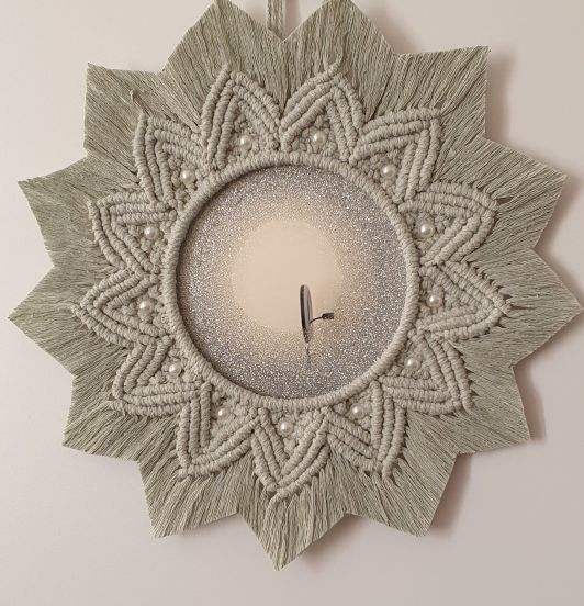 round mirror macrame frame