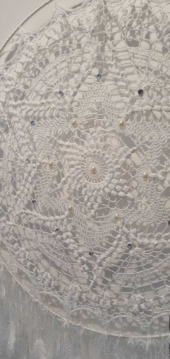 white mandala large dream catcher