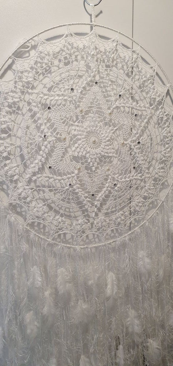 large dream catcher white crochet
