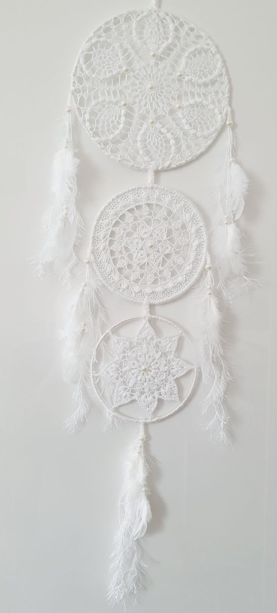 Ethereal White Dreamcatcher – Triple Hoop Sanctuary