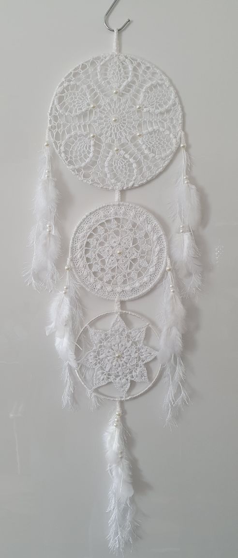 White dreamcatcher with feathers