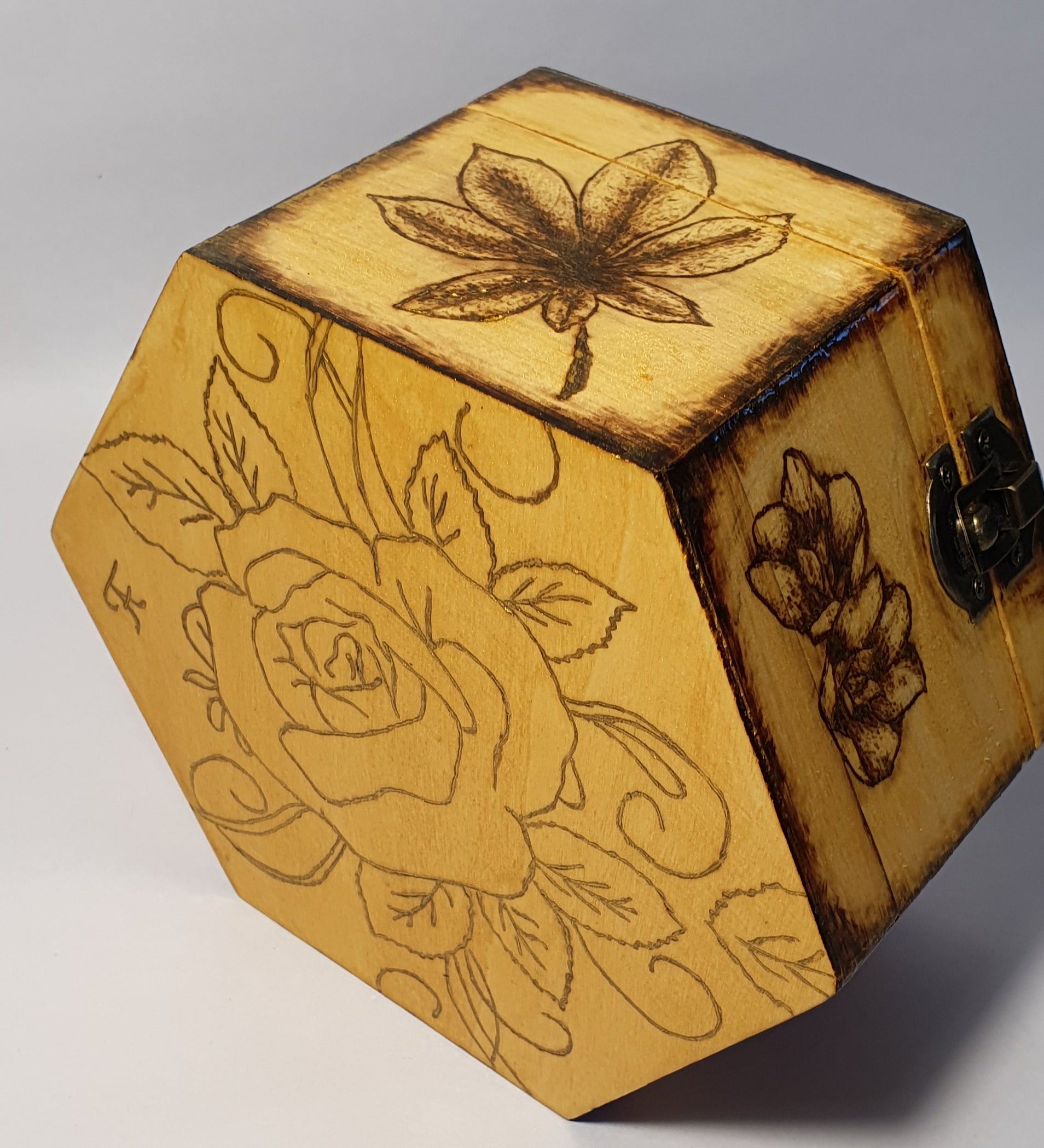 Hexagonal Wooden Box