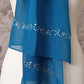 blue chiffon scarf decorated with pearls