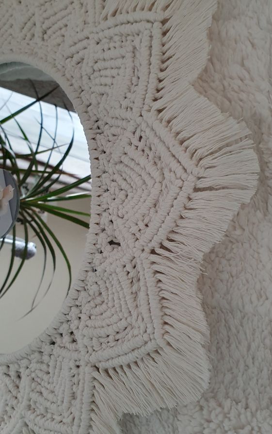cream macrame frame mirror