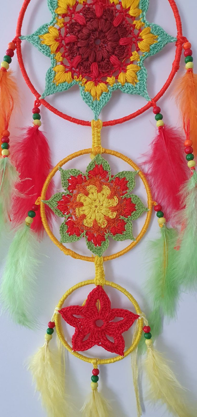 Happy Colorful dreamcatcher with feathers 