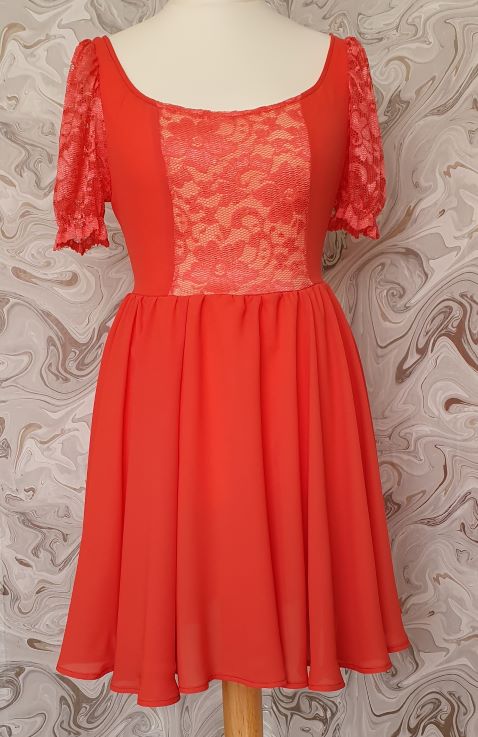 coral casual chiffon dress