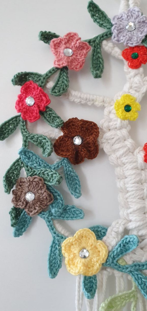 Dreamcatcher with colorful flowers