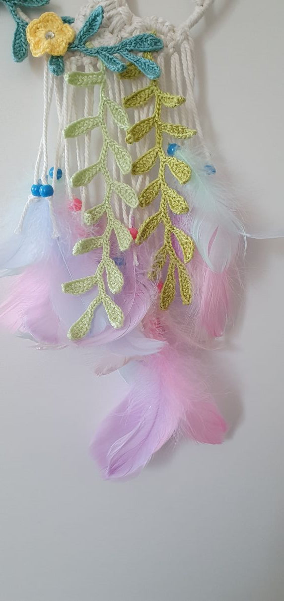 Cute dreamcatcher colorful flowers decorations