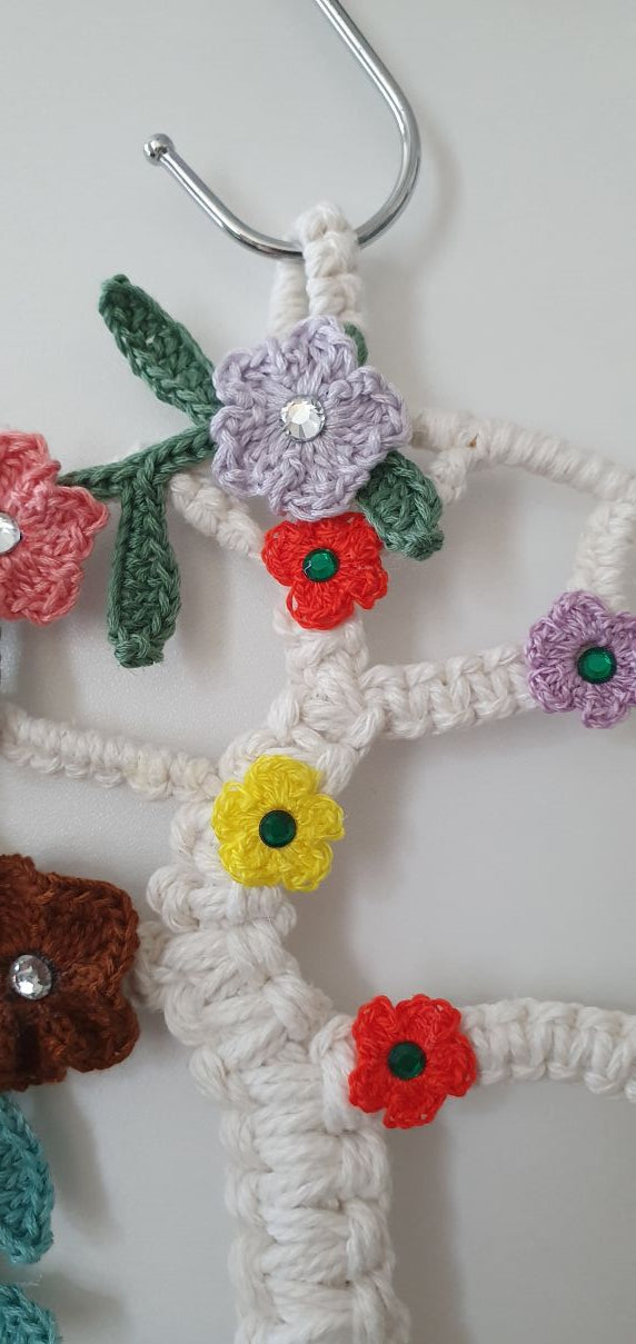 White dreamcatcher with colorful flowers