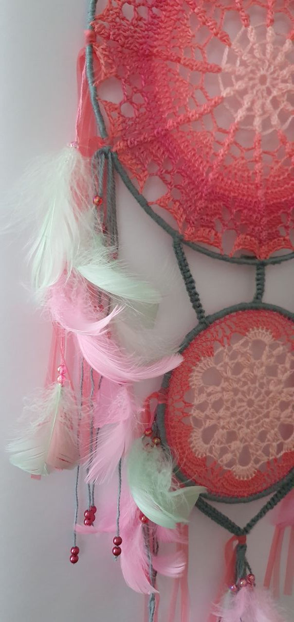 crochet pink dreamcatcher