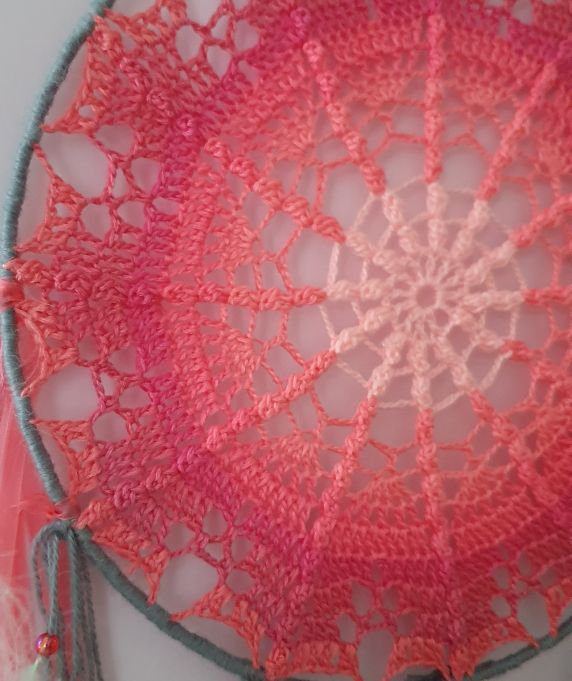 pink crochet mandala dreamcatcher
