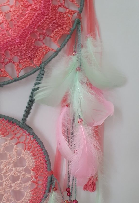 pink and gray airy dreamcatcher
