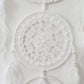 3 hoops white crocheted dreamcatcher with feathers 