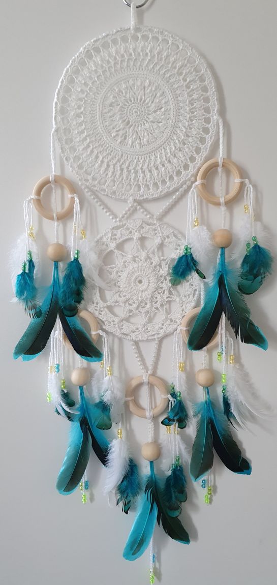 white and turquoise dream catcher