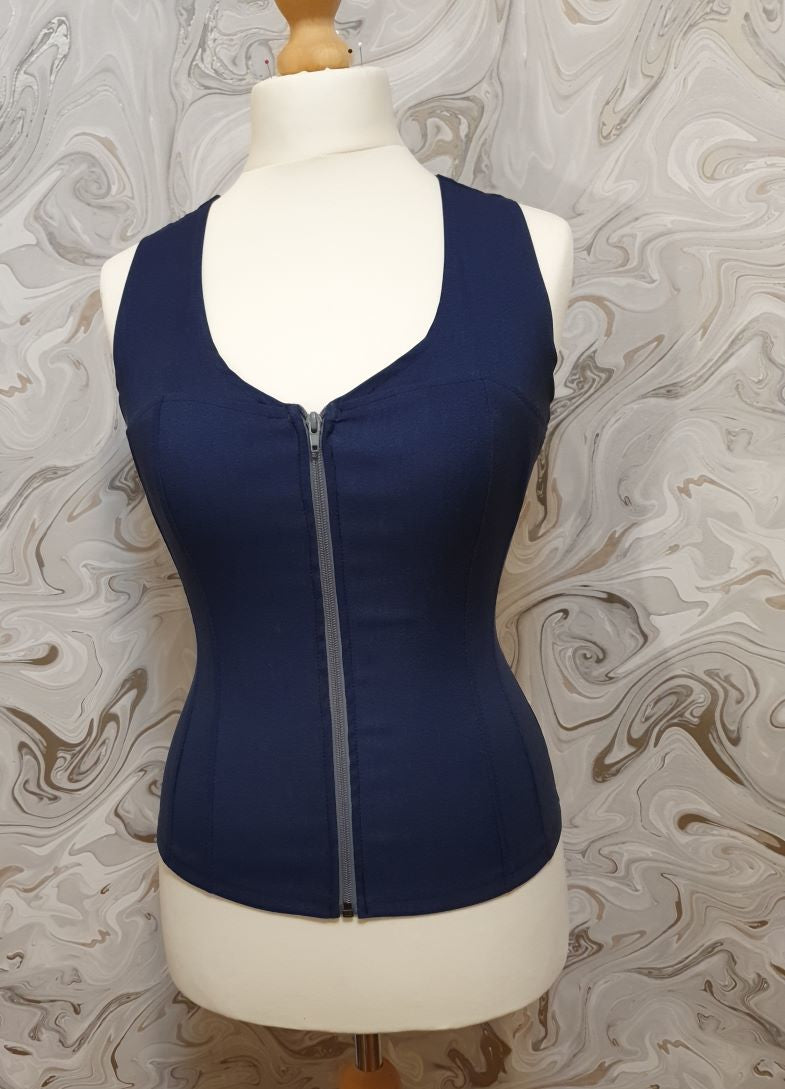 blue corset vest