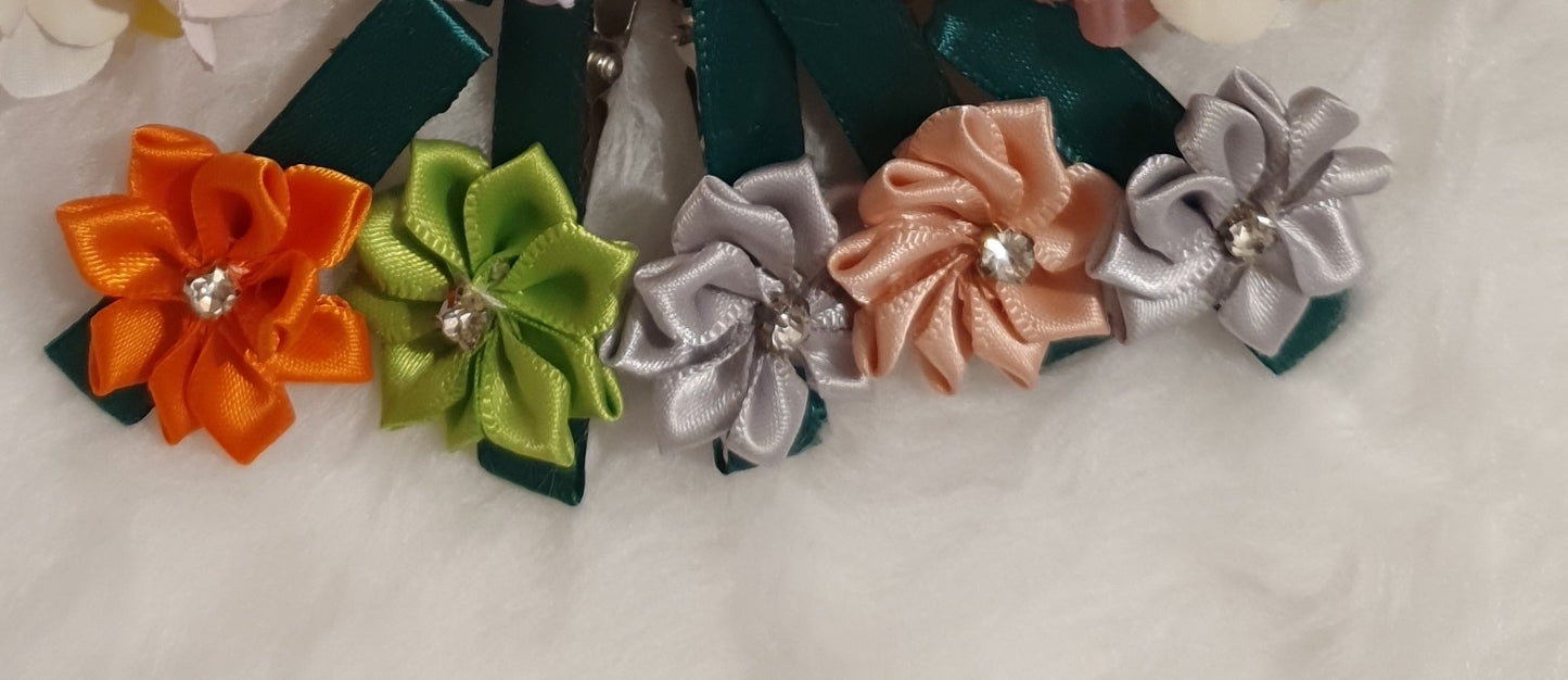 colorful flower hair clips