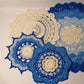 crochet round blue coaster set
