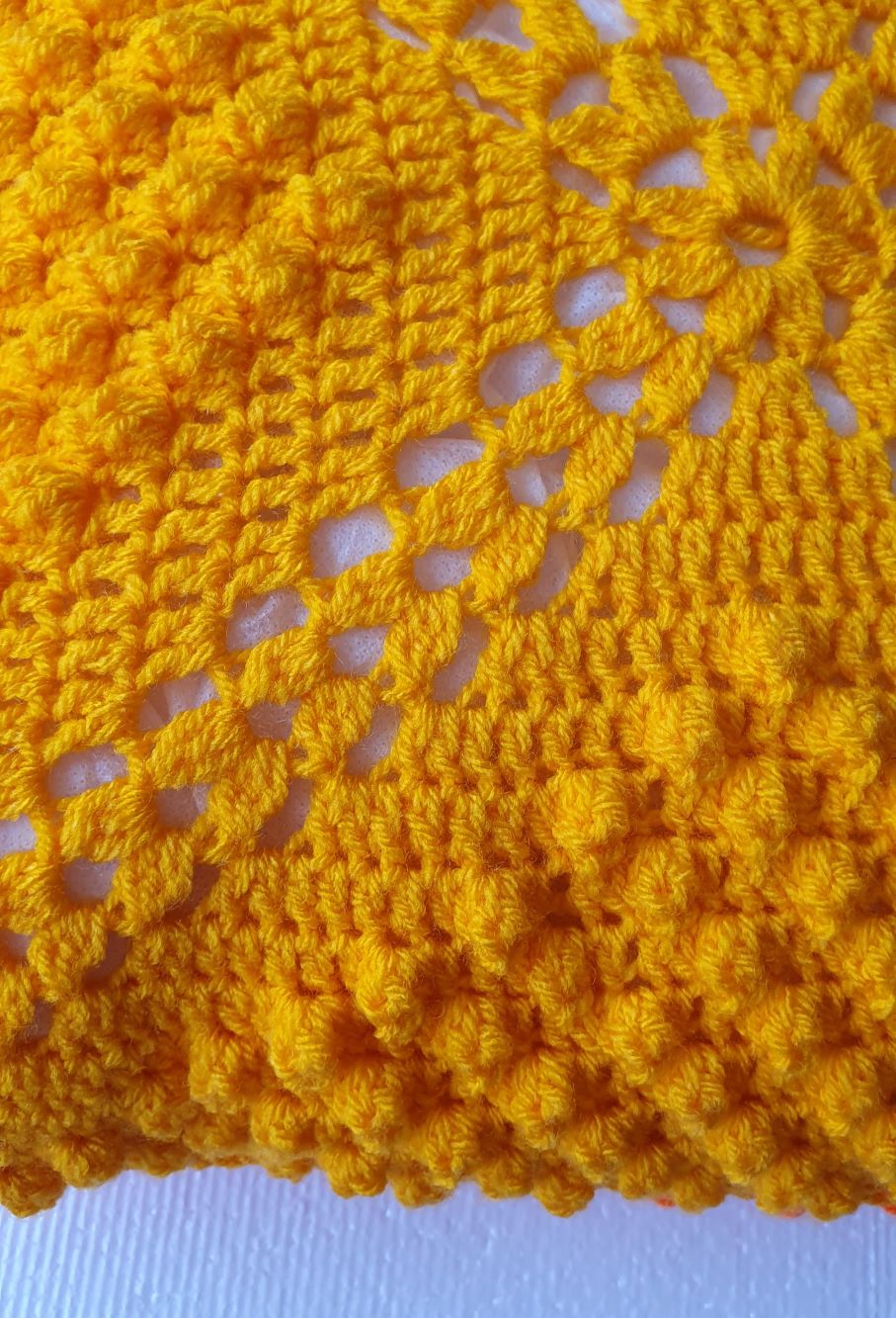 yellow crochet pillowcase