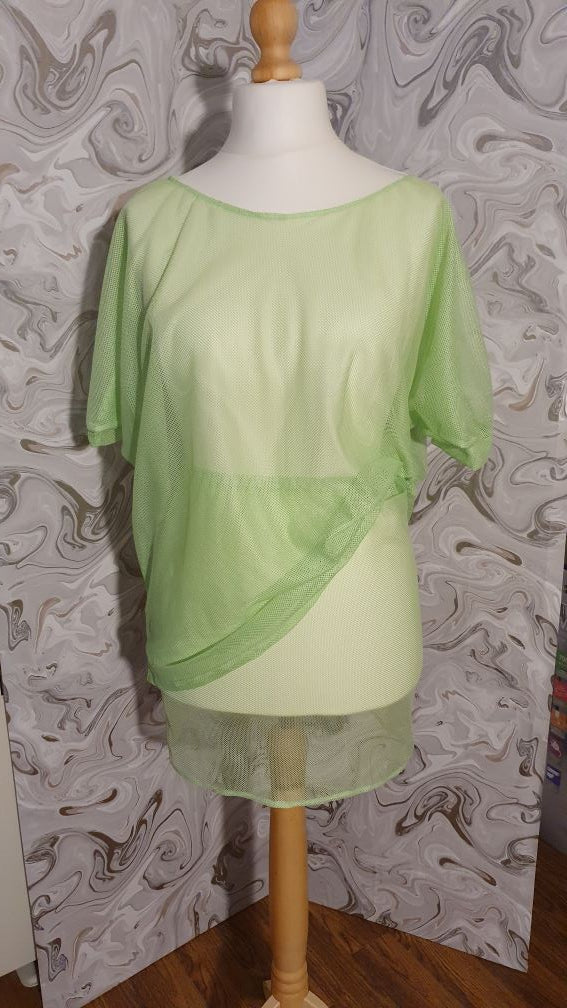 meshed green blouse batwing sleeves