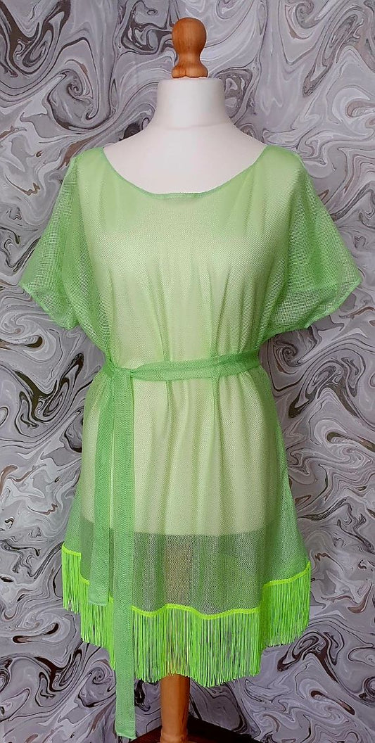 green meshed midi dress for summer