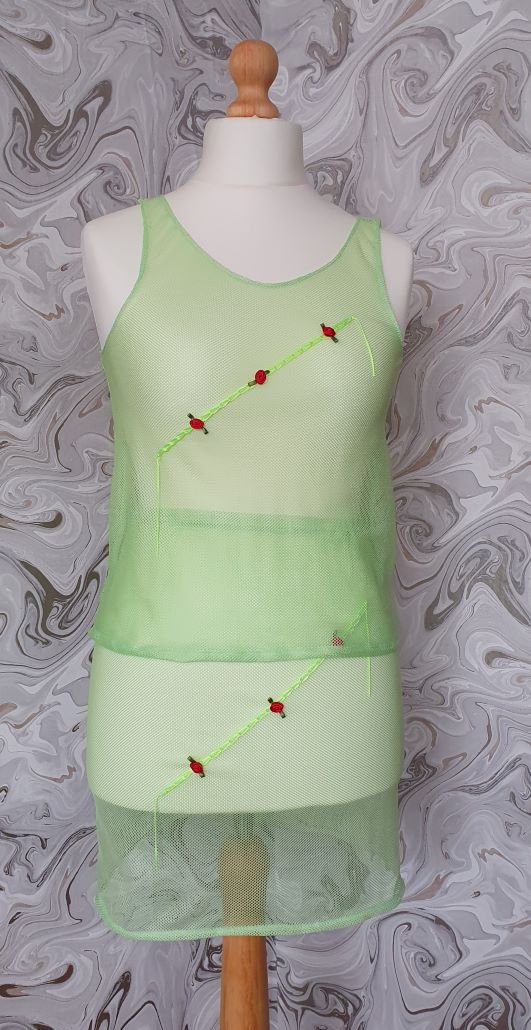 meshed green midi set with rose decor