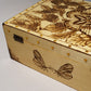 pyrography large wooden box with beans decorations