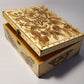 large pyrography wooden box with butterfly and beans decorations