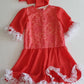 coral lace and chiffon casual little dress