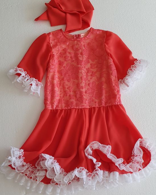 coral lace and chiffon casual little dress