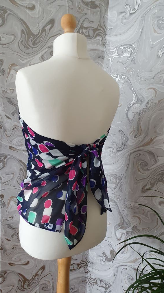 navy scarf with dots usable top