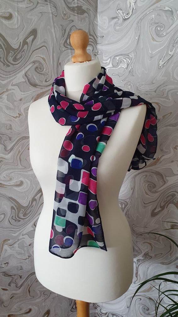 chiffon scarf usable top navy