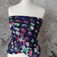 navy blue scarf with colorfull dots