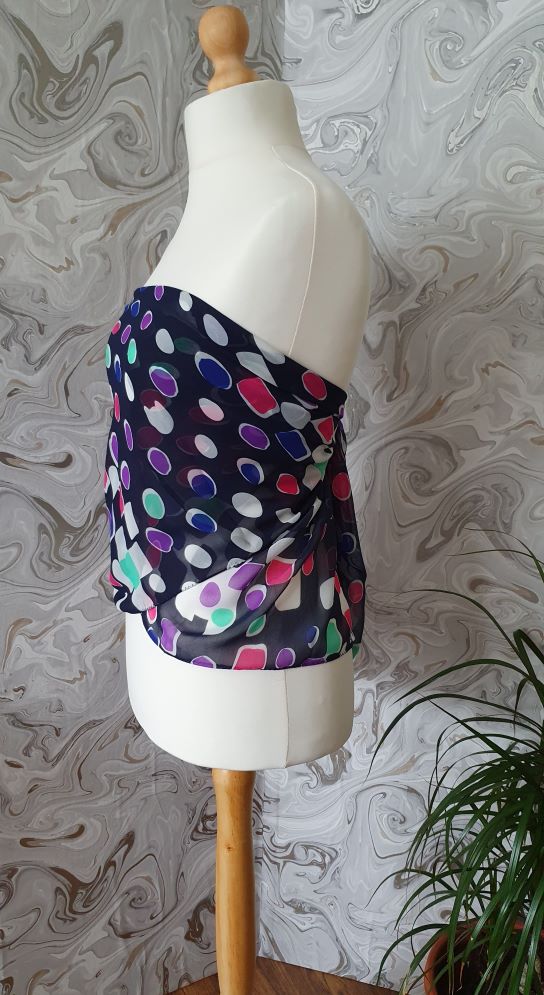navy chiffon scarf with dots decoration