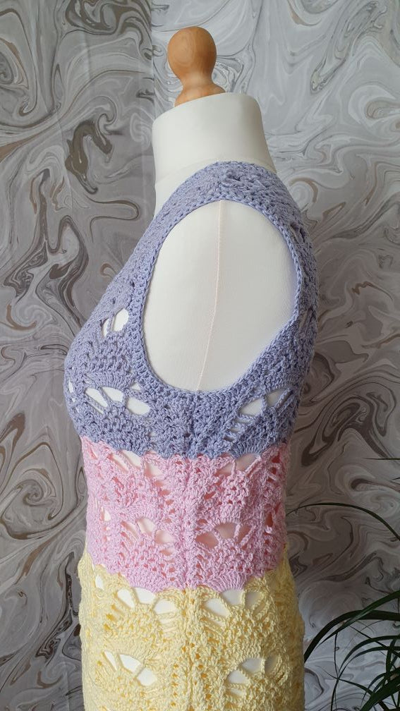 colorful crochet lace vest
