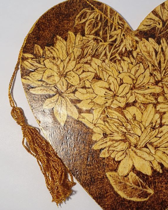 pyrography wooden heart