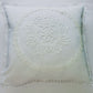 snow white small cushion with hand made crochet round flower lace