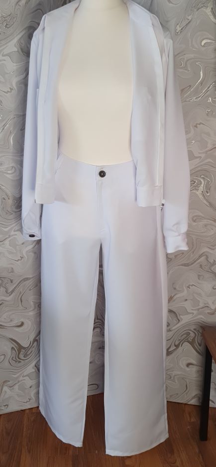 white larrikin trouser and jacket