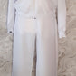 white polyester pants and jacket