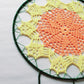 crochet dream catcher green, orange and yellow