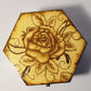 pyrography box with rose pattern