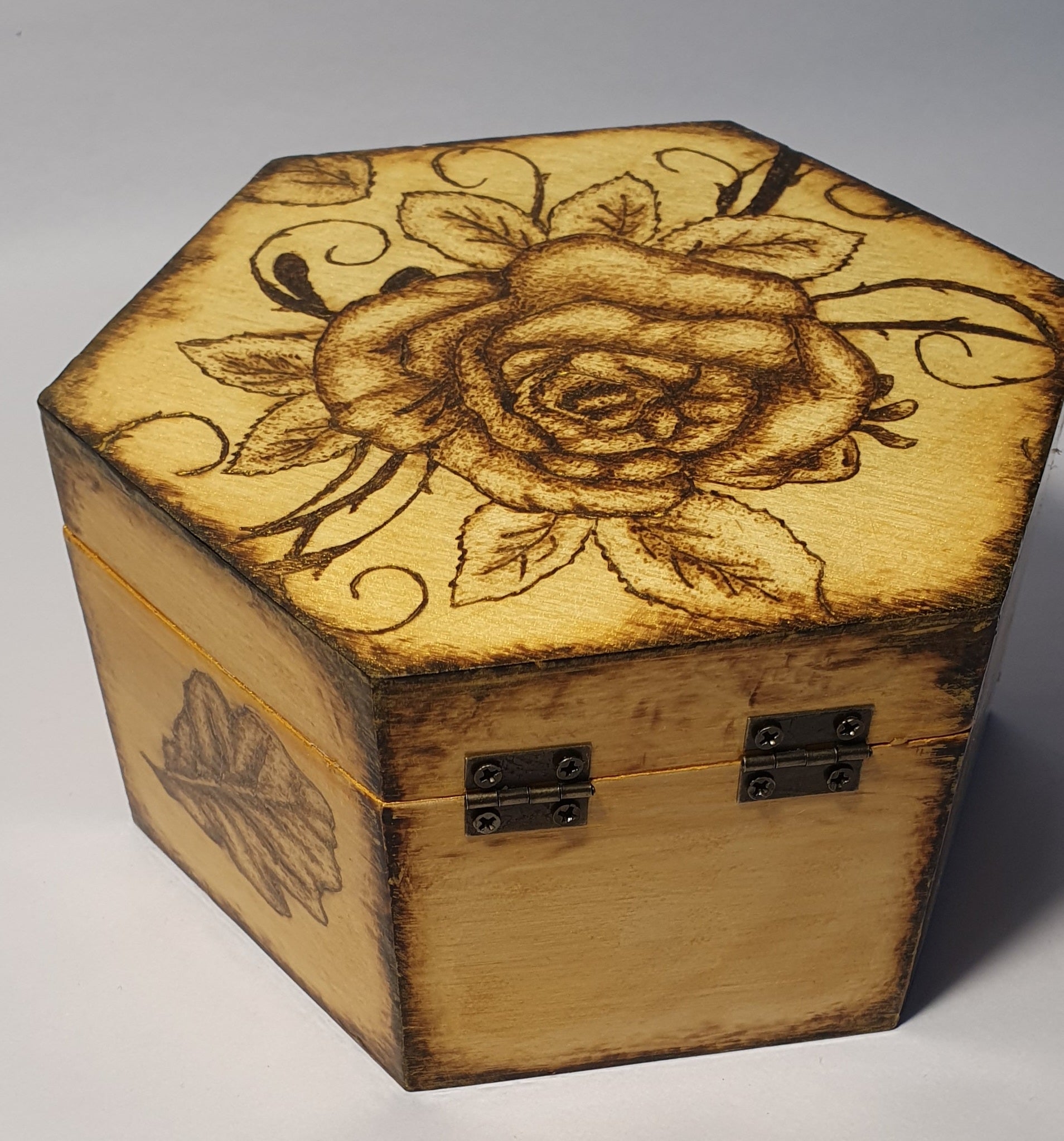 small pyrography wooden box